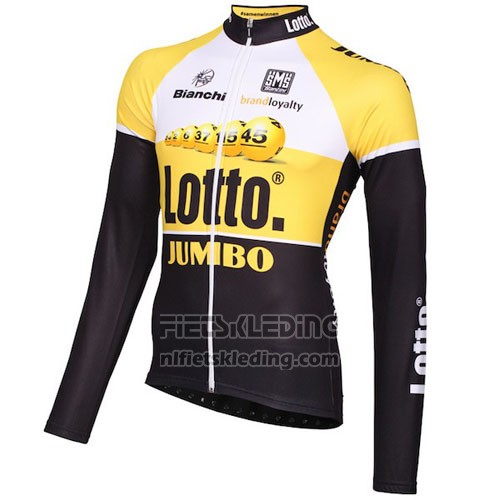 2015 Fietskleding Lotto NL Jumbo Geel en Zwart Lange Mouwen en Koersbroek